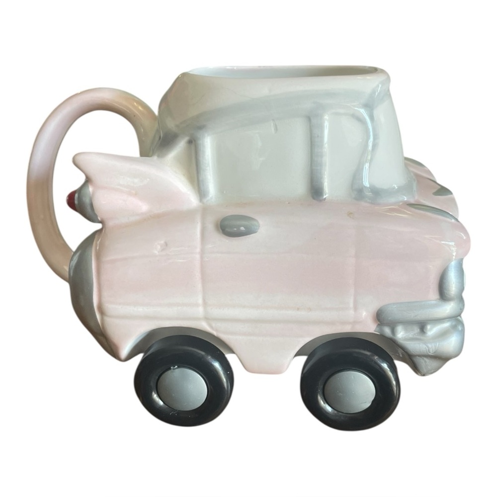 Vintage MARY KAY PINK CADILLAC MUG MOVABLE WHEELS BY APPLAUSE 1989 RETIRED